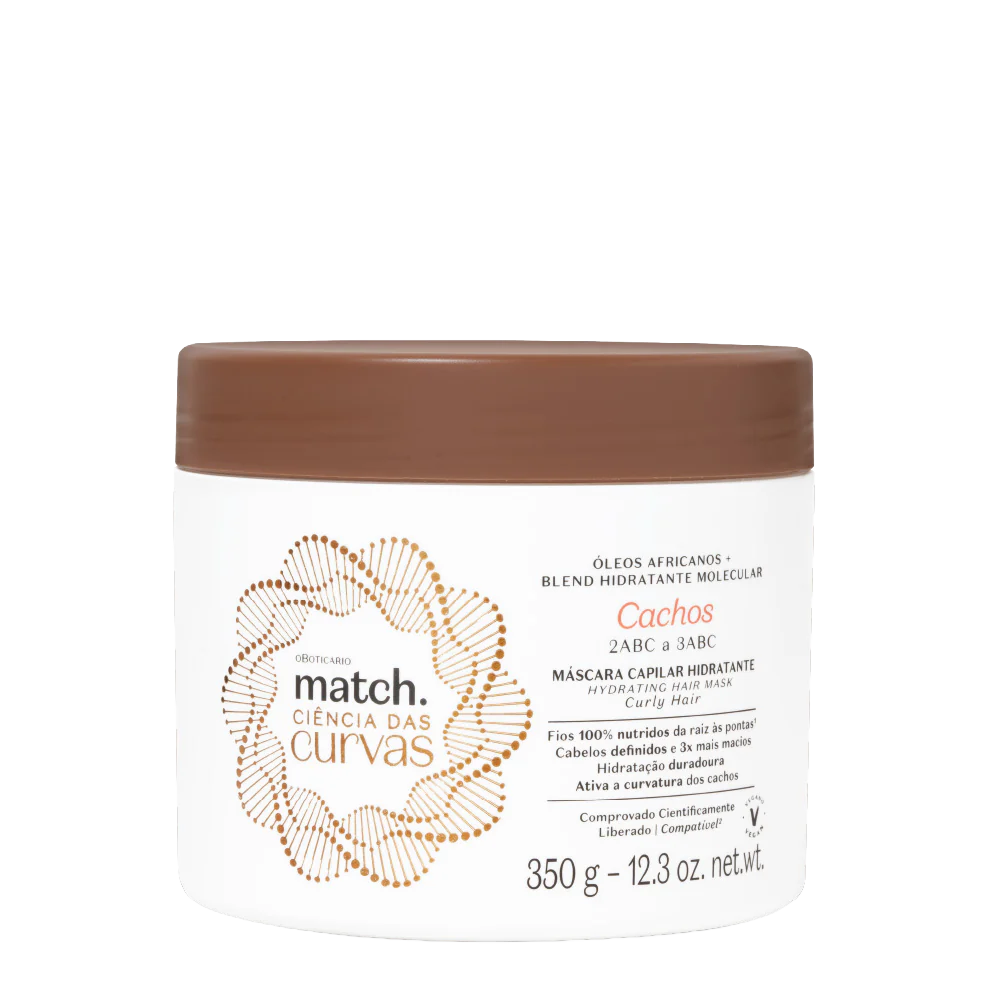 Match Máscara Capilar Hidratante Ondulados e Cacheados (2ABC 3ABC) Ciência das Curvas 350g