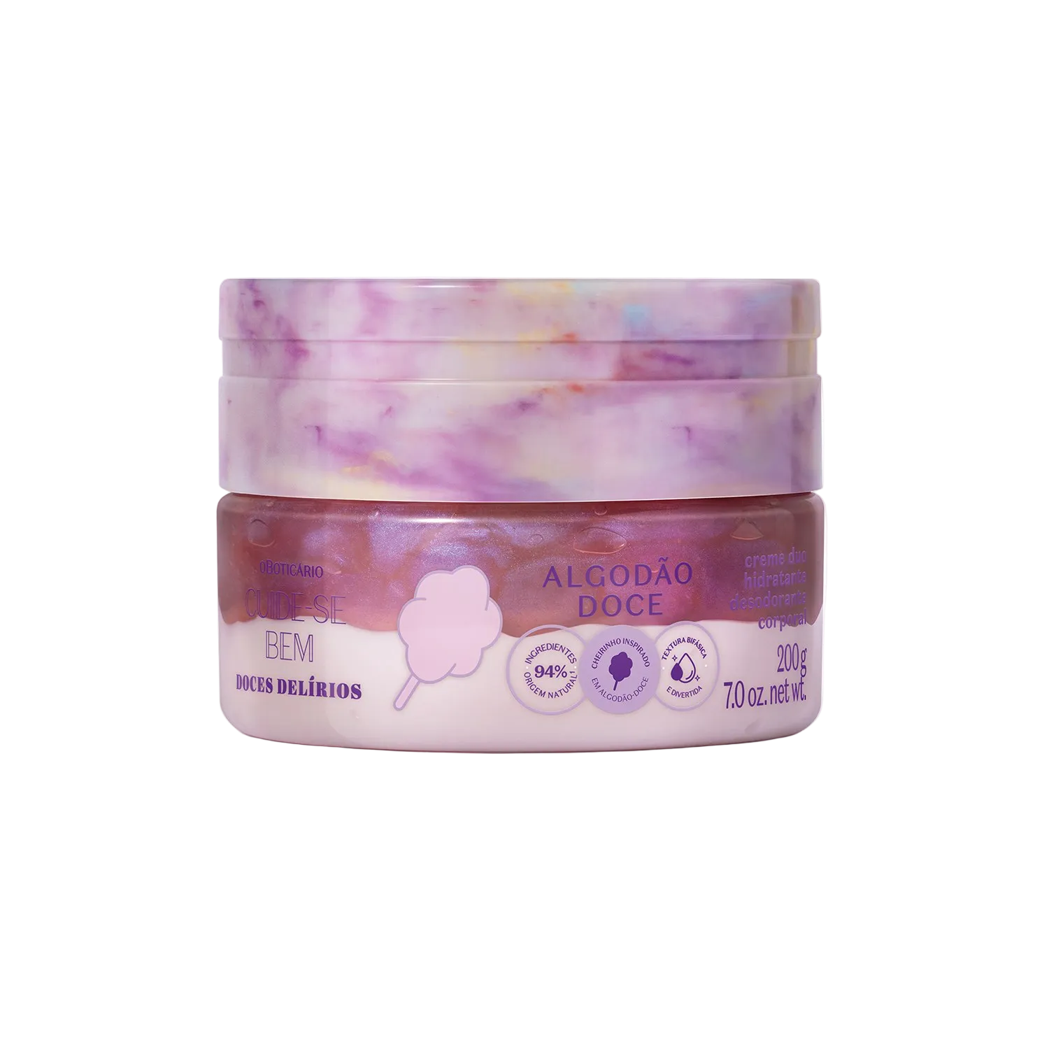 Creme Duo Hidratante Corporal Cuide-se Bem Doces Delírios Algodão Doce 200g
