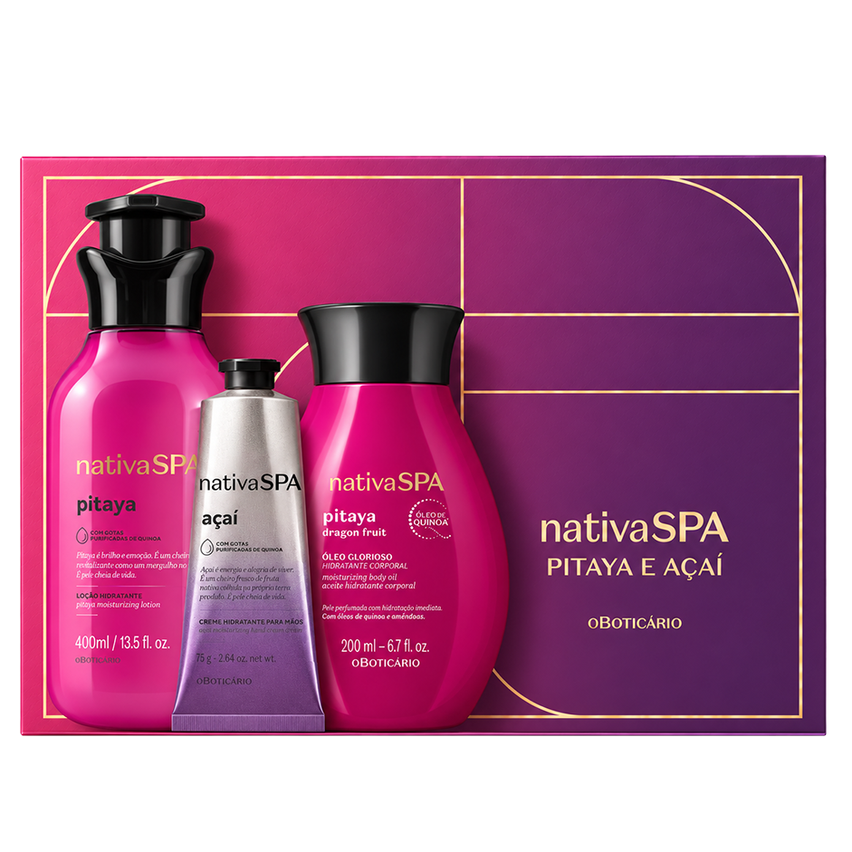 Nativa SPA Pitaya e Açaí (loção + óleo glorioso + creme de mãos)